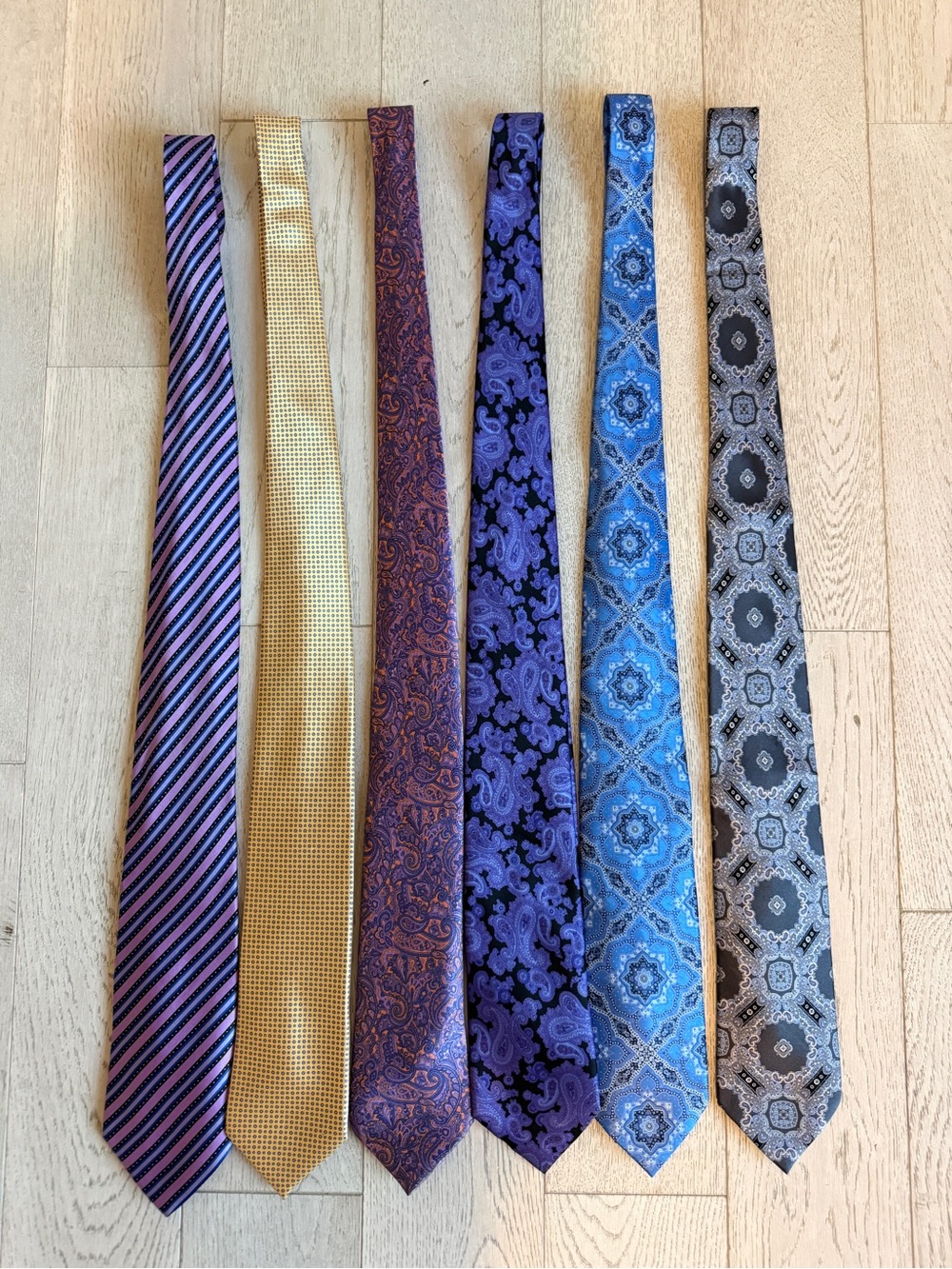 Lot of 6 men’s Stefano Ricci Purple Paisley & Floral Silk Ties designer